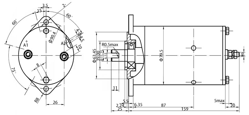12V 500W Hydraulic Pump Motor, 2500rpm