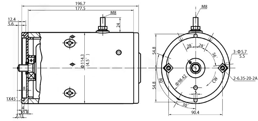 2.8 kW 24V Hydraulic Pump Motor, 2200rpm