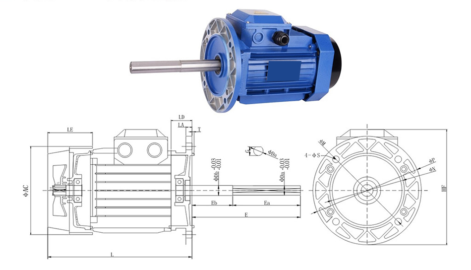 2/3/5 hp 200mm Long Shaft Induction Motor, 2900 rpm