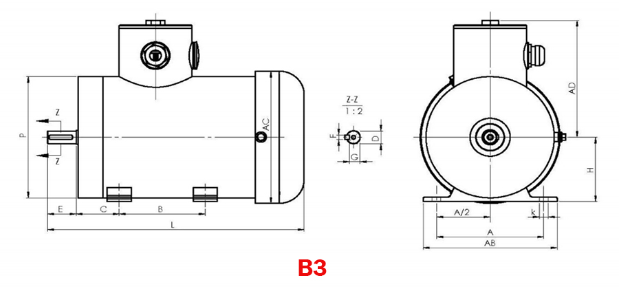 2hp (1.5kW) Stainless Steel Motor, 3 Phase, B3/ B5/ B14