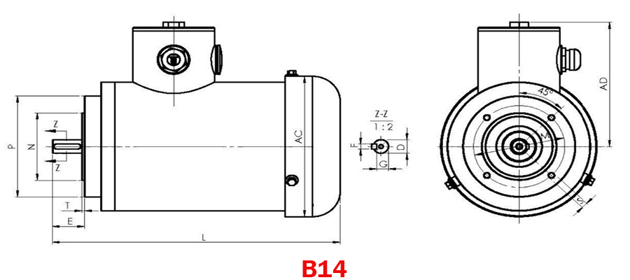 2hp (1.5kW) Stainless Steel Motor, 3 Phase, B3/ B5/ B14