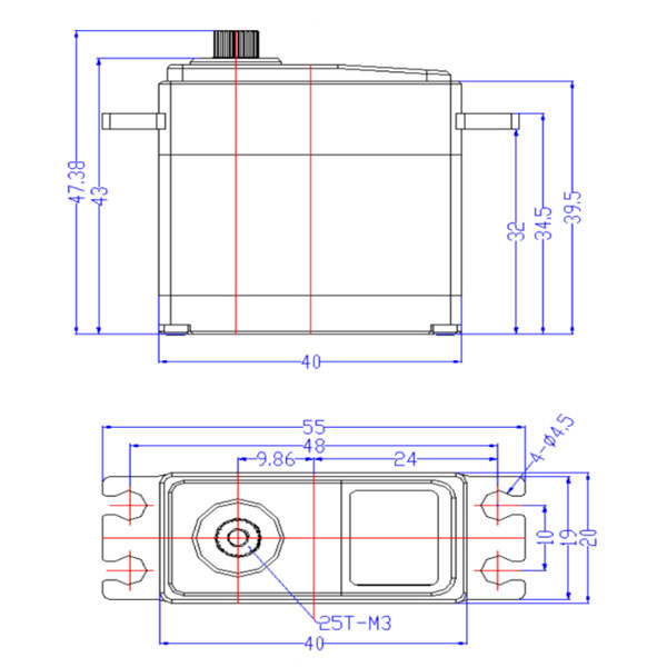 35 kg·cm (3.5 Nm) RC Servo Motor, 6V/ 7.4V
