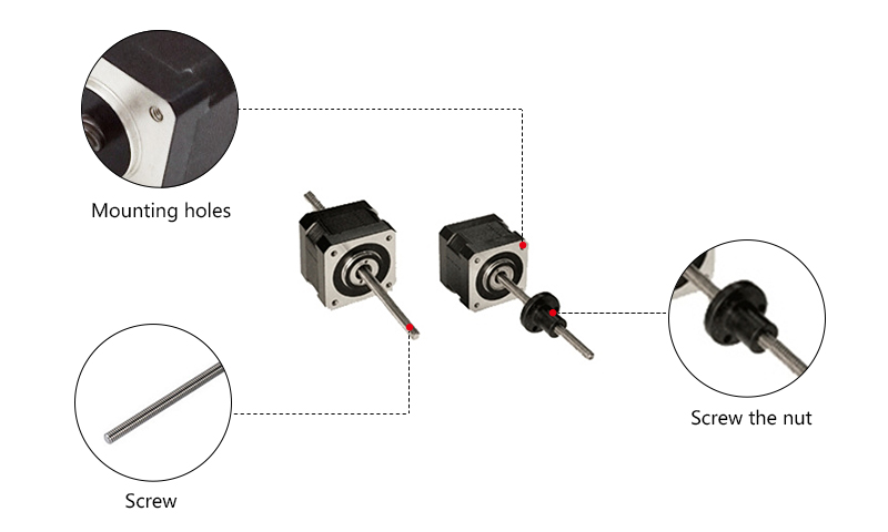 Nema 17 Stepper Motor Linear Actuator, 2 phase, 6V, 0.8A
