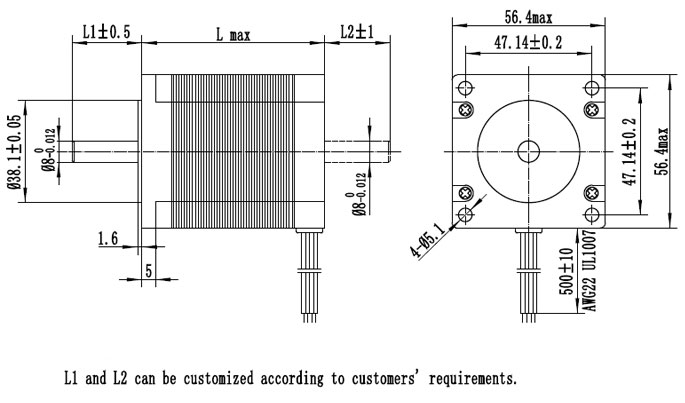 Nema 23 Stepper Motor Bipolar, 1.8 degree, 1.5A, 2 phase 4 wires
