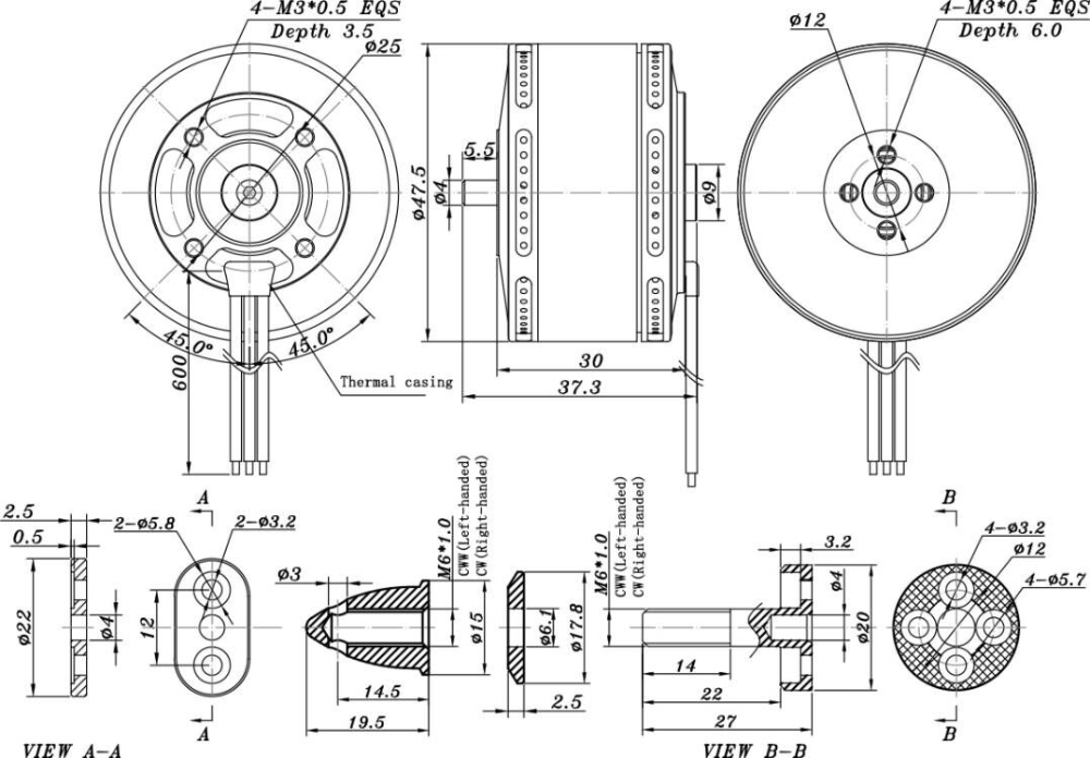 320KV Brushless Motor for Drone, 4S/6S