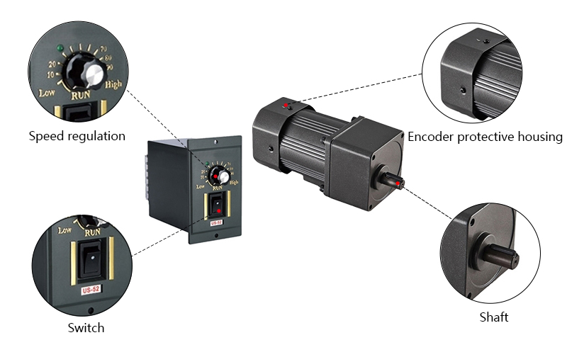 120W Single Phase AC Gear Motor, Speed Control