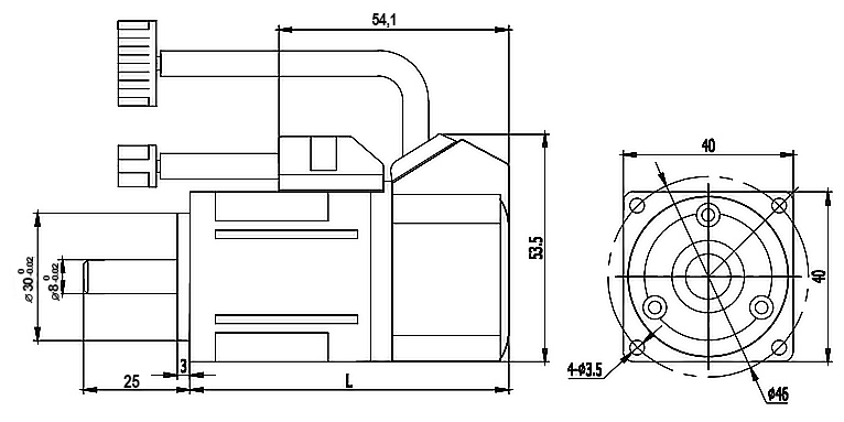 100W AC Servo Motor, 0.32 Nm, 3000 rpm