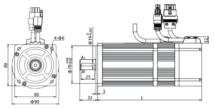 1 hp (750W) AC Servo Motor, 2.4 Nm, 3000 rpm