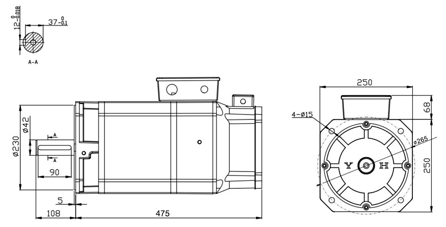 9.5 kW AC Servo Spindle Motor, 60 Nm, 1500 rpm