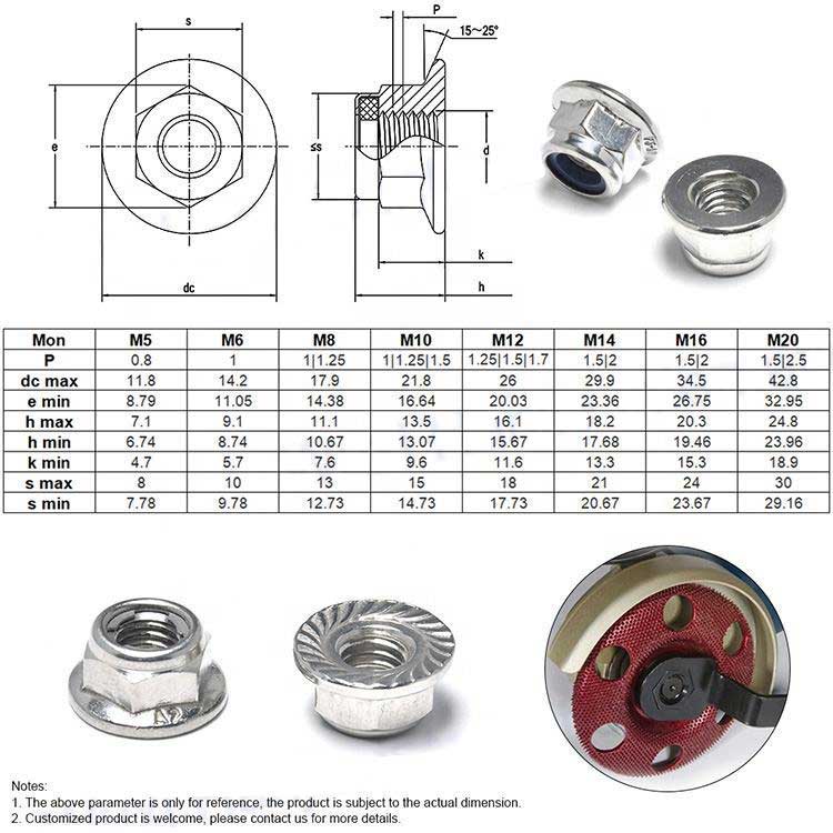 Hardware Fastener DIN6926 Anti-Rust Wheels Lug Nut Hex Flange Nylon Insert Lock Nut