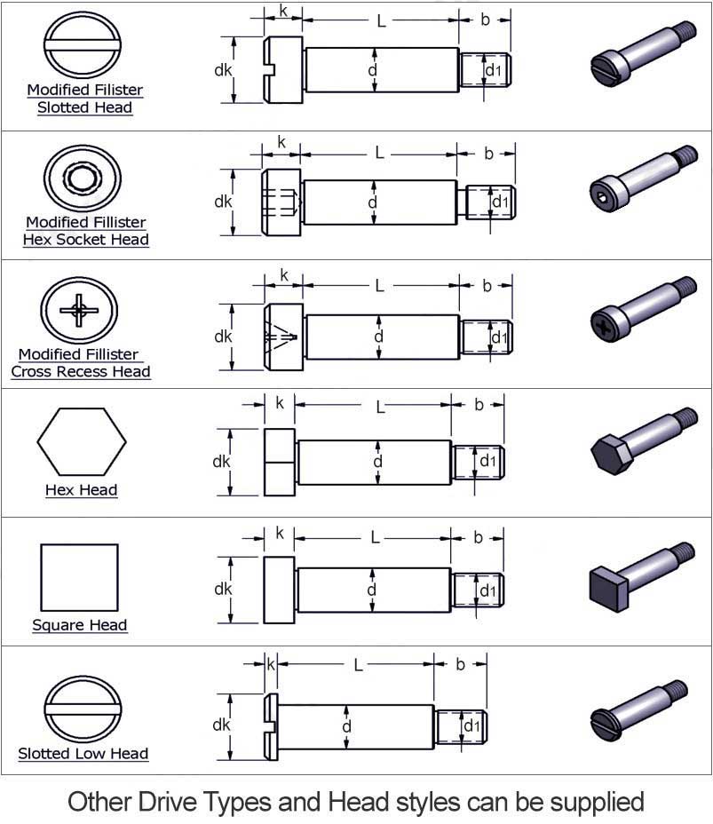 ISO 7379 M6 M8 M10 SS 304 316 Stainless Steel Hex Drive Custom Shoulder Bolts