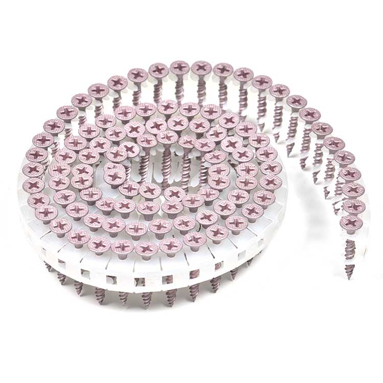 Super Anti-Corrosion Pink Color Ruspert Coating Countersunk Head CSK Head Wood Screw with Phillips Groove