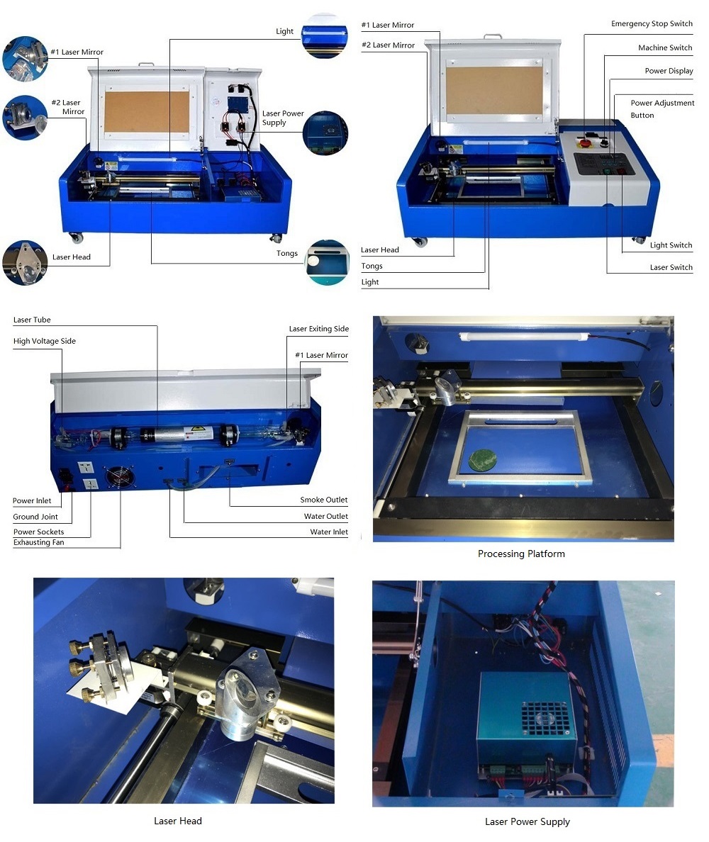 40W CO2 Laser Engraver And Cutter With 12 x 8 inches Worktable Area