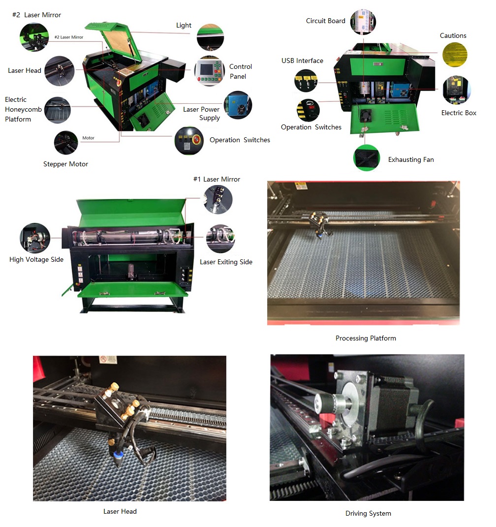 80W Co2 Laser Engraving Cutting Machine 27 ⁹/₁₆X19 ¹¹/₁₆ Inch Laser Engraver With Ruida DSP RDWorks V8 Compatible With LightBurn Software