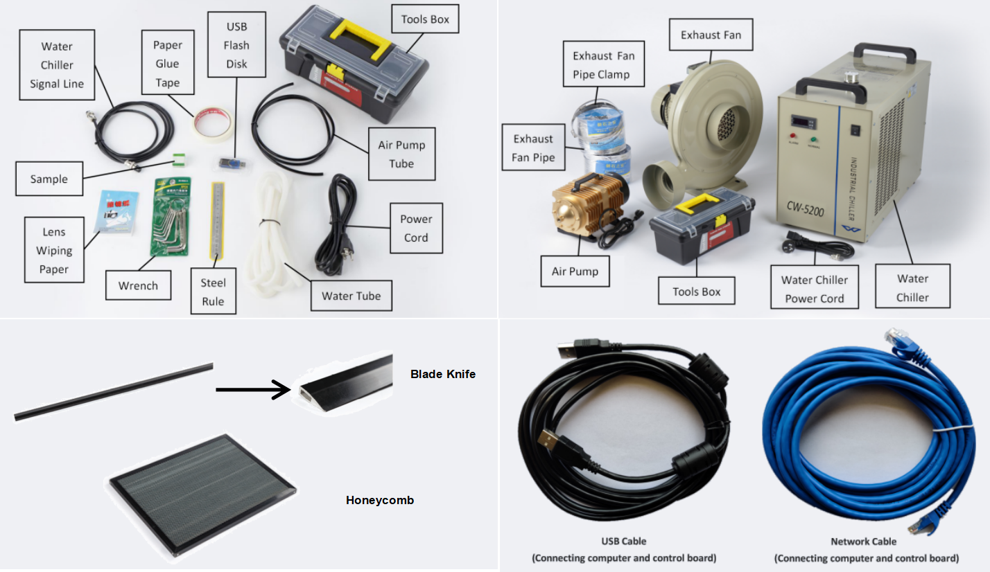 Commercial Grade 52 x 36In 100W RECI CO2 Laser Engraver and Cutter FDA