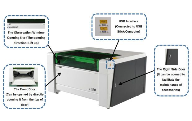 Commercial Grade 52 x 36In 100W RECI CO2 Laser Engraver and Cutter FDA
