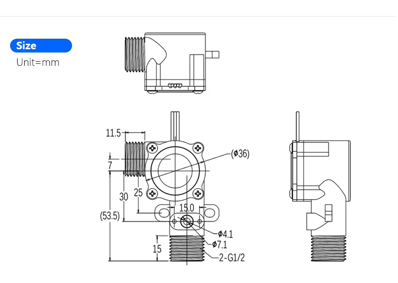 Hall Effect Water Flowmeter Magnetic Flow Sensor DC3-24V Water Flow Sensor Switch for Washing Machine