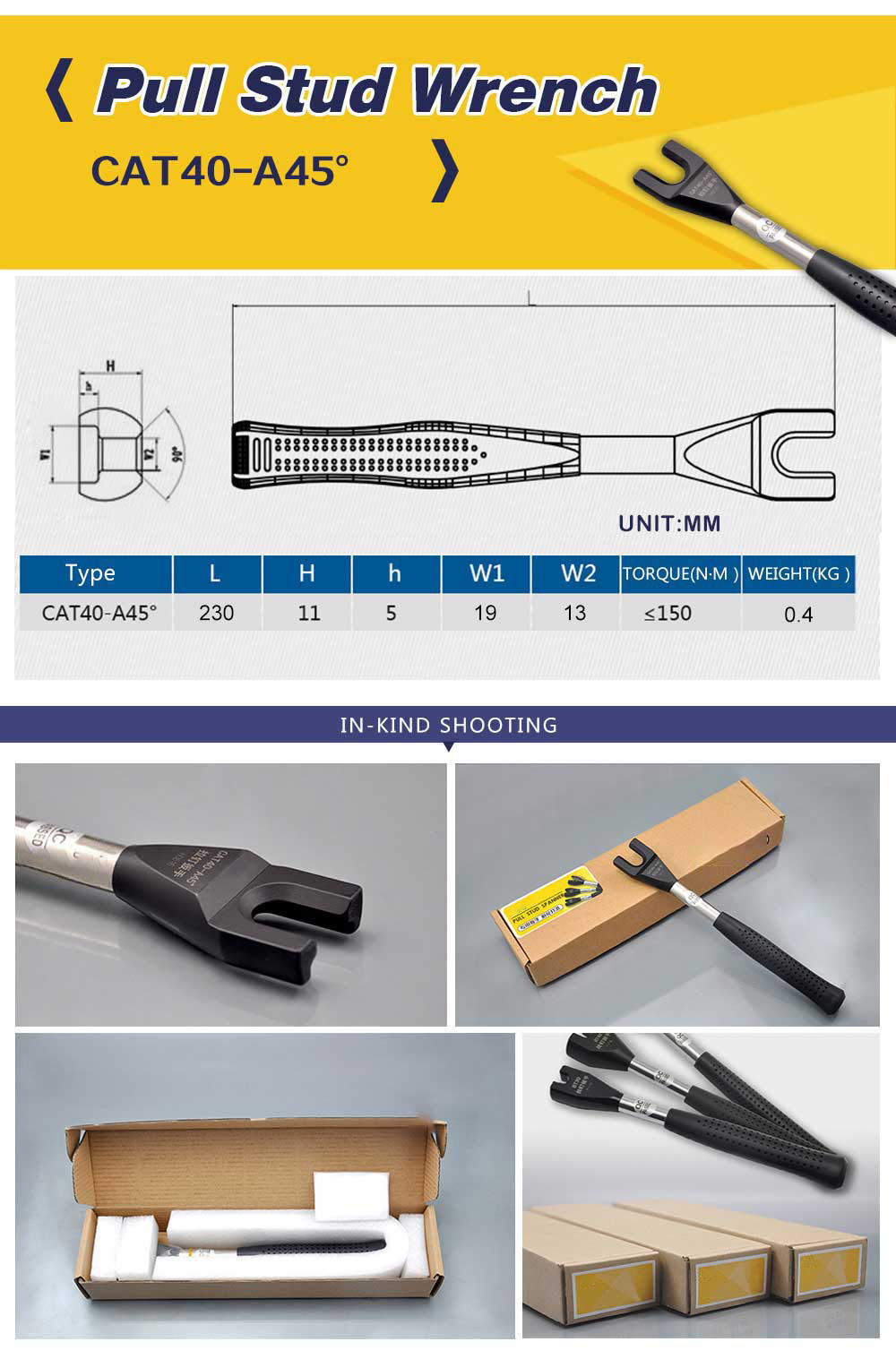 CAT40-A45° Pull stud wrench CAT40-45° pull stud wrench medium carbon steel work head