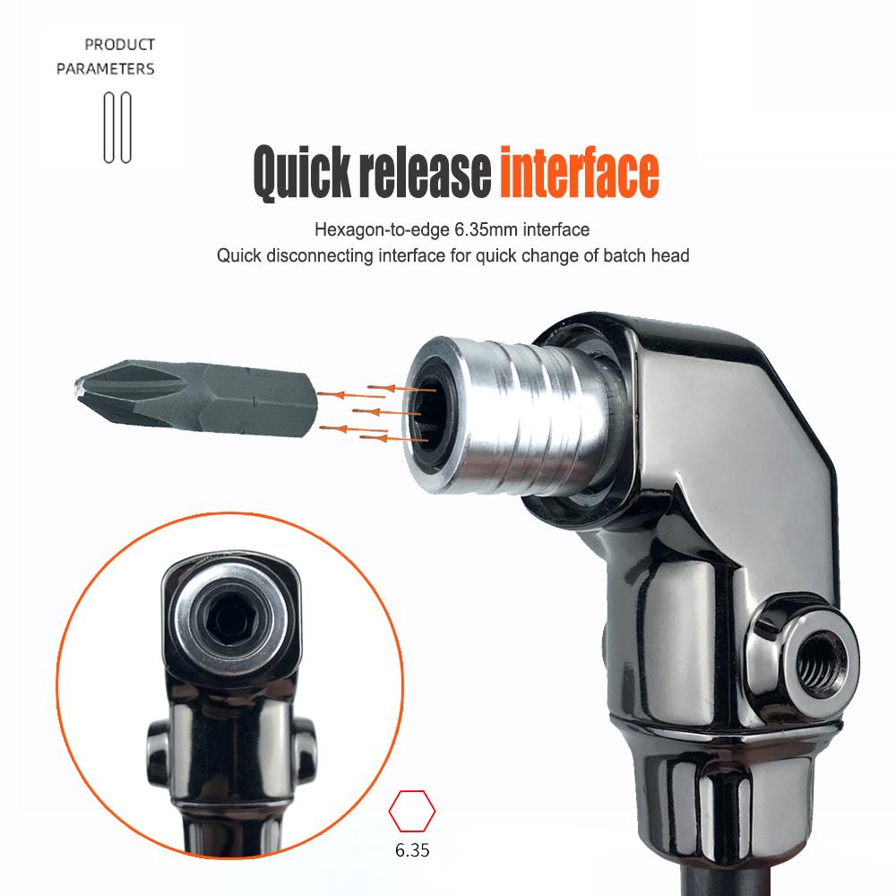 90° Turning Universal Screwdriver Batch Head Corner Adapter with Quick Release Hexagonal Interface