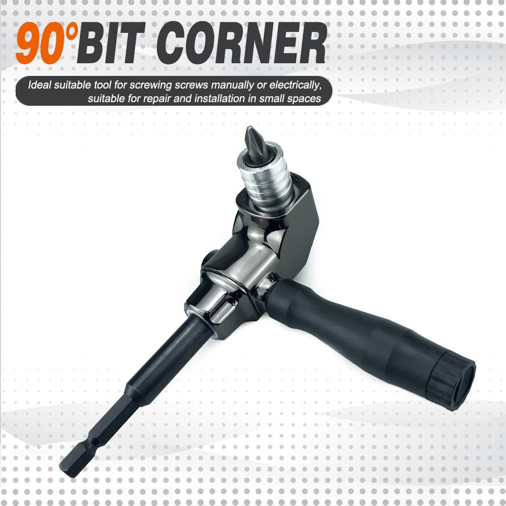 90° Turning Universal Screwdriver Batch Head Corner Adapter with Quick Release Hexagonal Interface