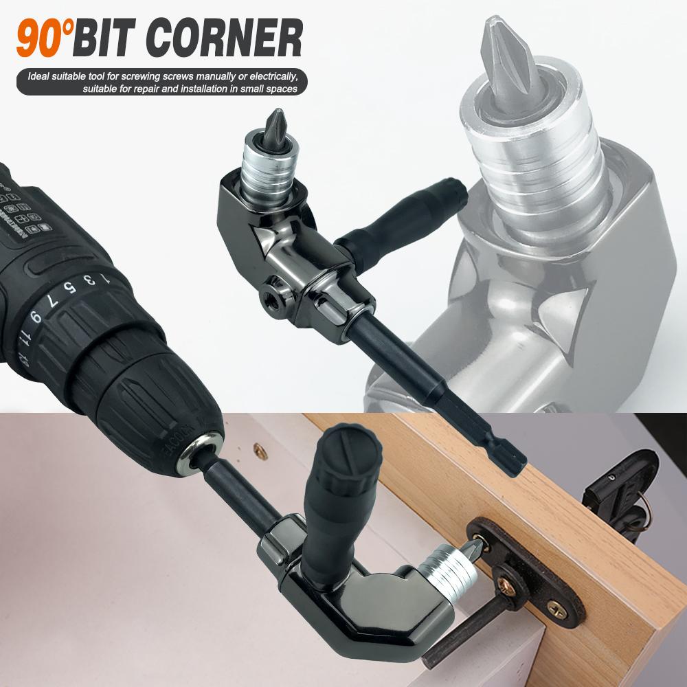 90° Turning Universal Screwdriver Batch Head Corner Adapter with Quick Release Hexagonal Interface