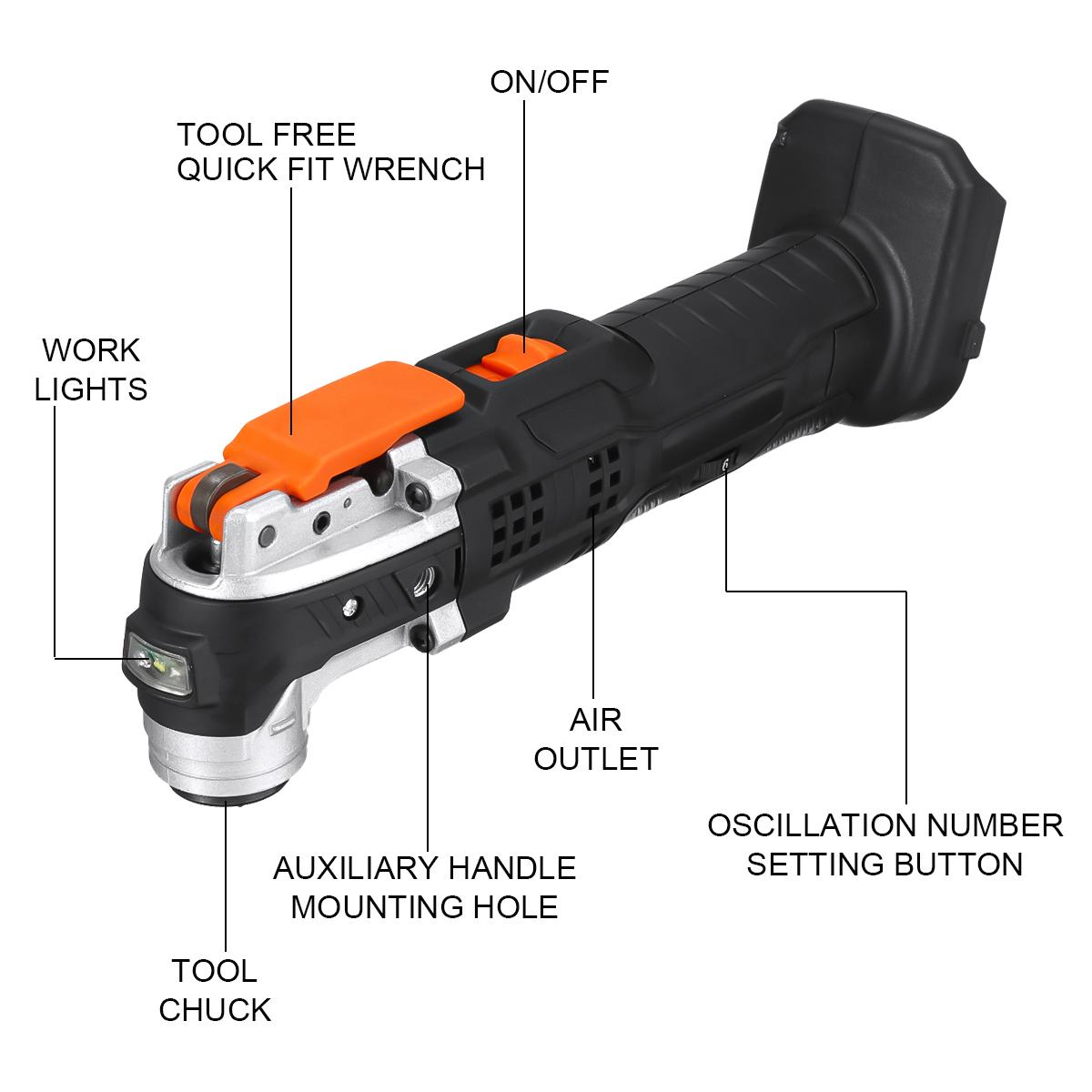 1380W 6000-25000 RPM Cordless Osillating Multi Tool 4 degrees 6 Speed Polishing Trimer Tool For Makita 18V Battery