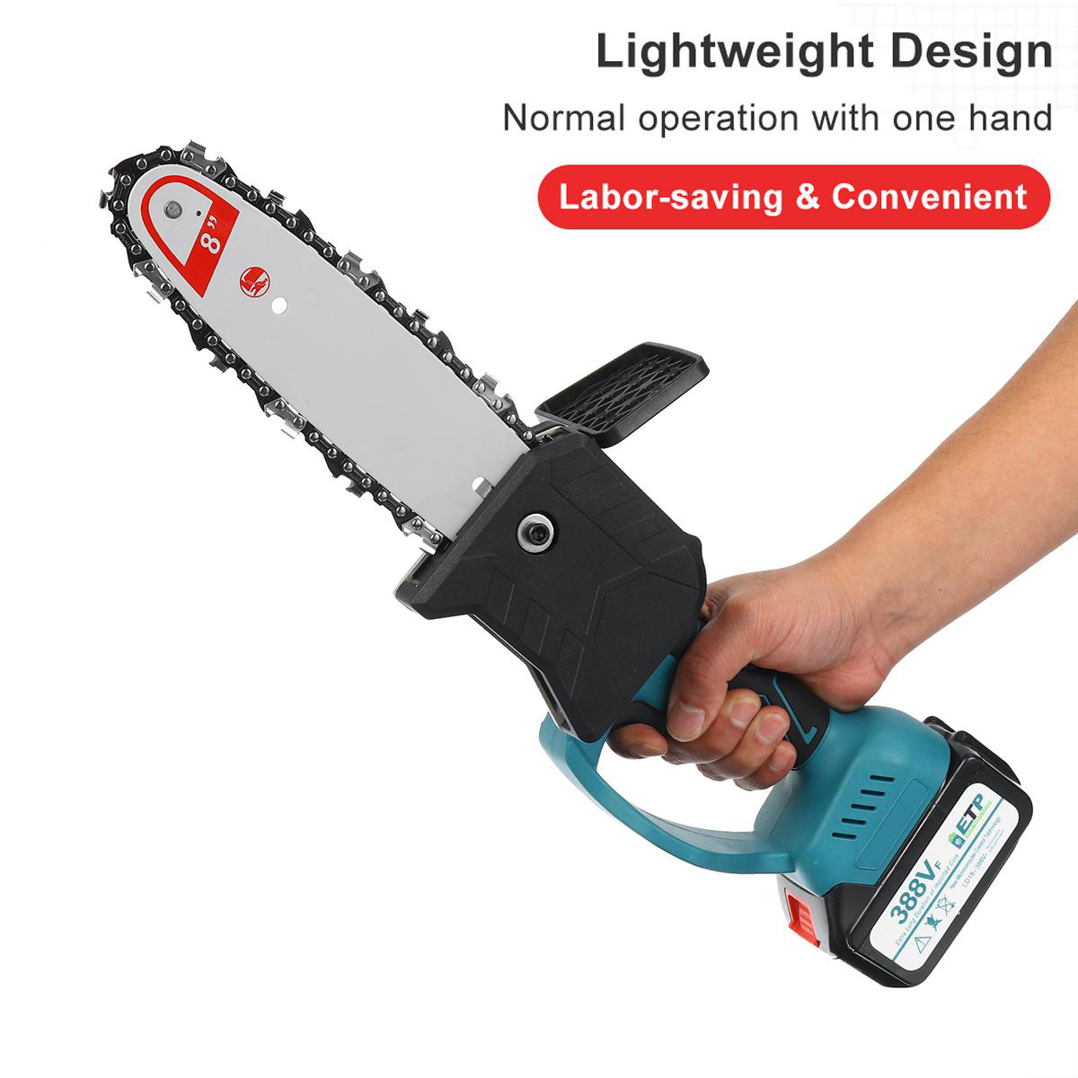 1500W 8inch Cordless Electric Chain Saw Brushless Motor Power Tools Rechargeable Lithium Battery