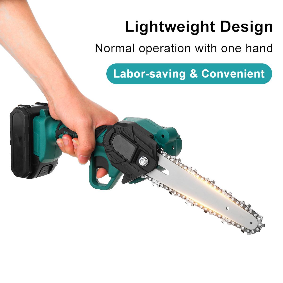 6inch 600W Portable Electric Chain Saw Rechargeable Saws Wood Cutter Woodworking Tool W/ 2pcs Battery EU Plug