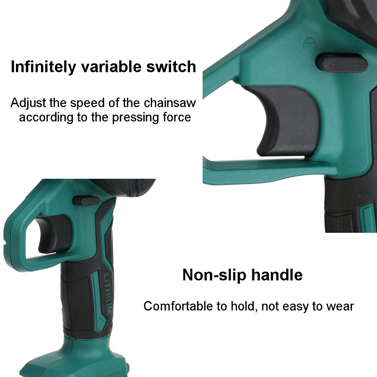 6inch 600W Portable Electric Chain Saw Rechargeable Saws Wood Cutter Woodworking Tool W/ 2pcs Battery EU Plug