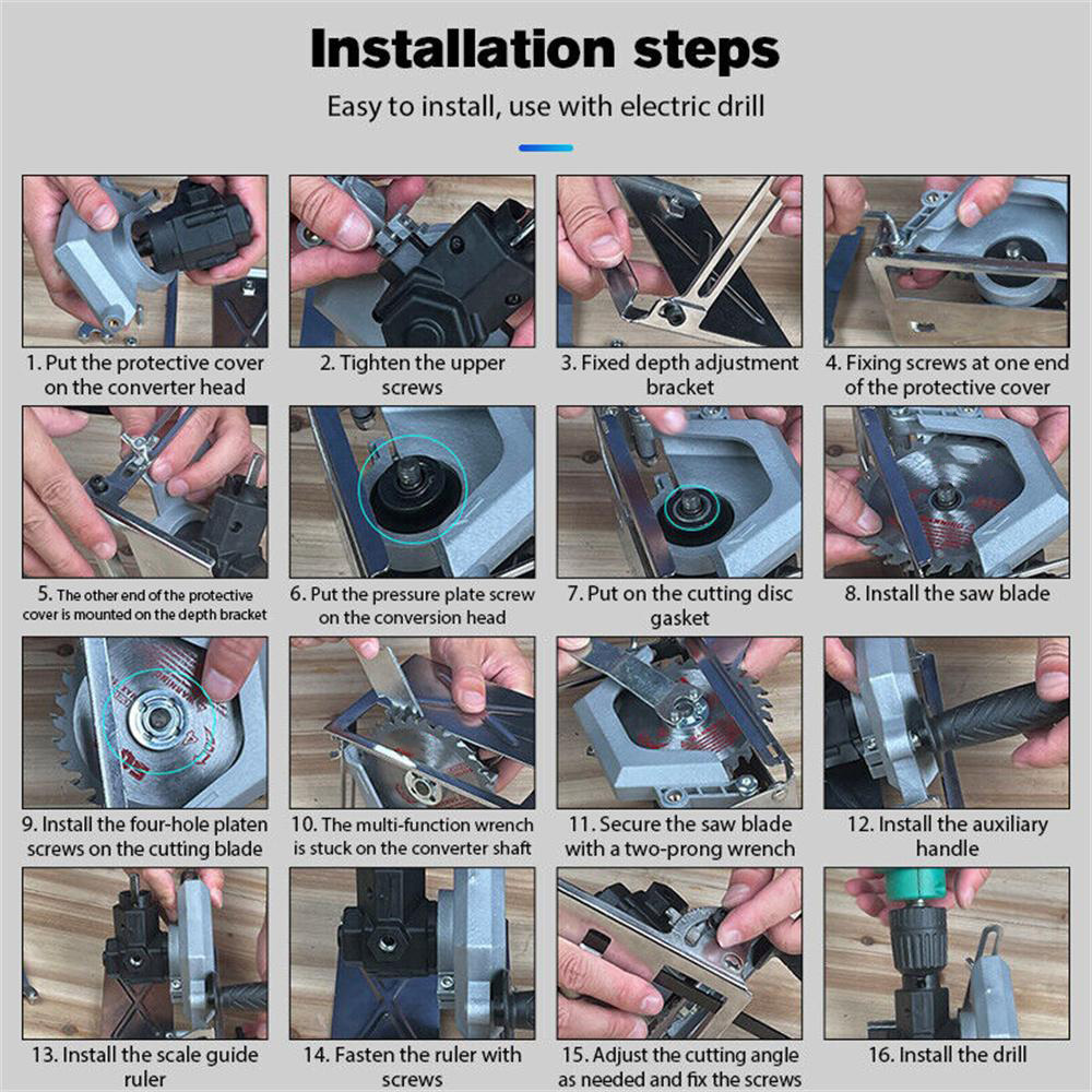 Multi-Functional Portable Electric Drill Converter to Circular Saw Adjustable Cutting Tool with Metal and ABS Build Ideal DIY Toolkit