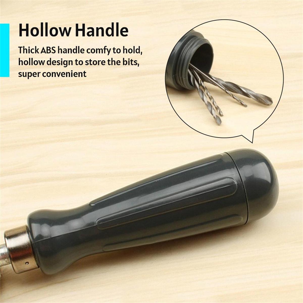 Hand Drill Bits Set Manual Tool Pin Vises with Twist Drill Bits Chuck Key Hollow Storage Box 0.6-6mm Precision Clamping