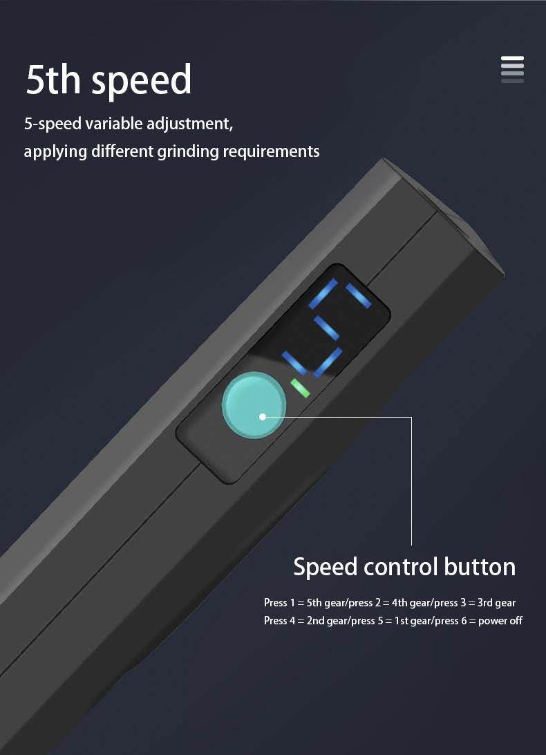 Mini 5-Speed Adjustable Rechargeable Electric Grinder Pen Nail Polisher Control for Precise Cutting Polishing Engraving Handheld Tool