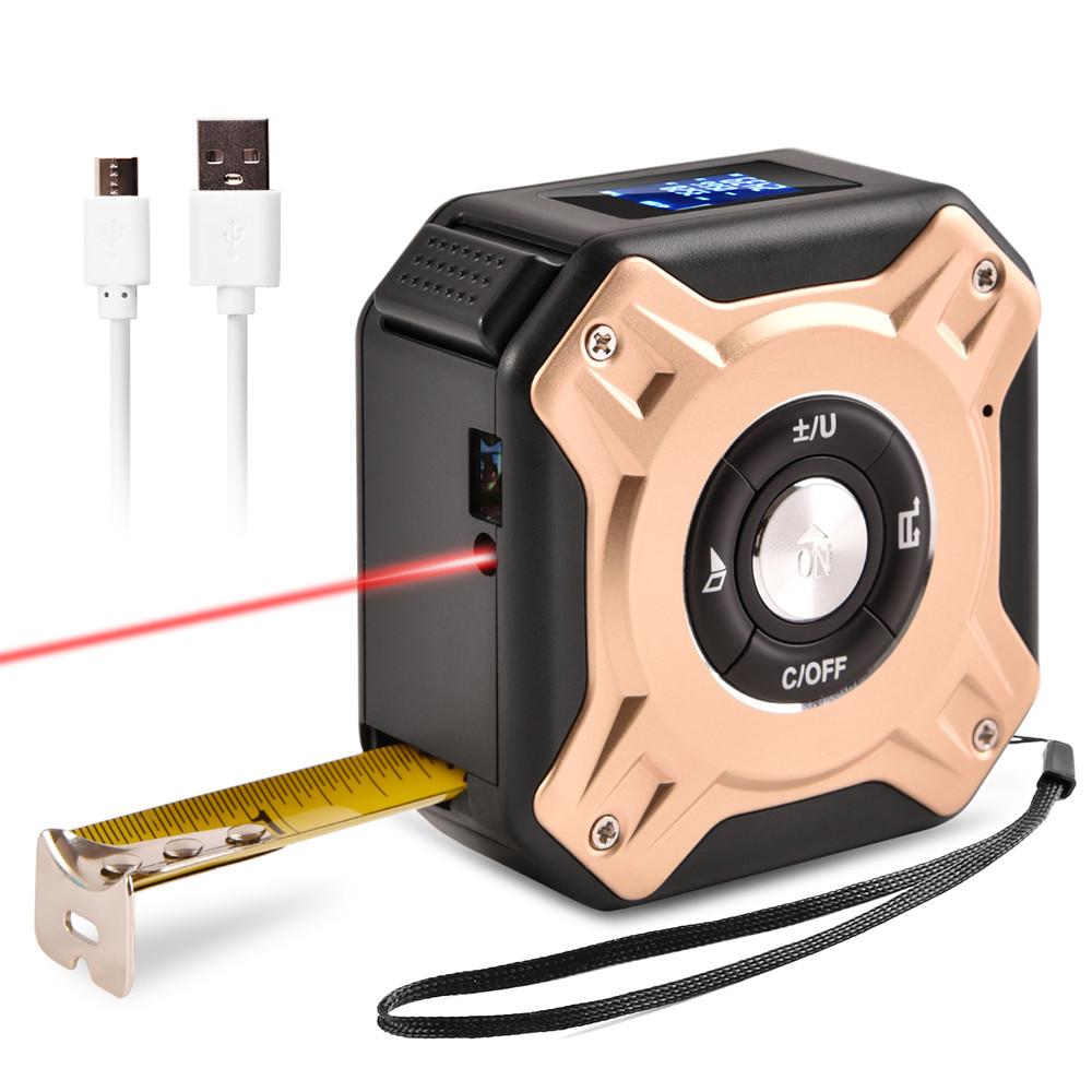40M Laser Measuring Tape Retractable Ruler Laser Distance Meter Range Finder Electronic Roulette Digital Measuring Tape Tool