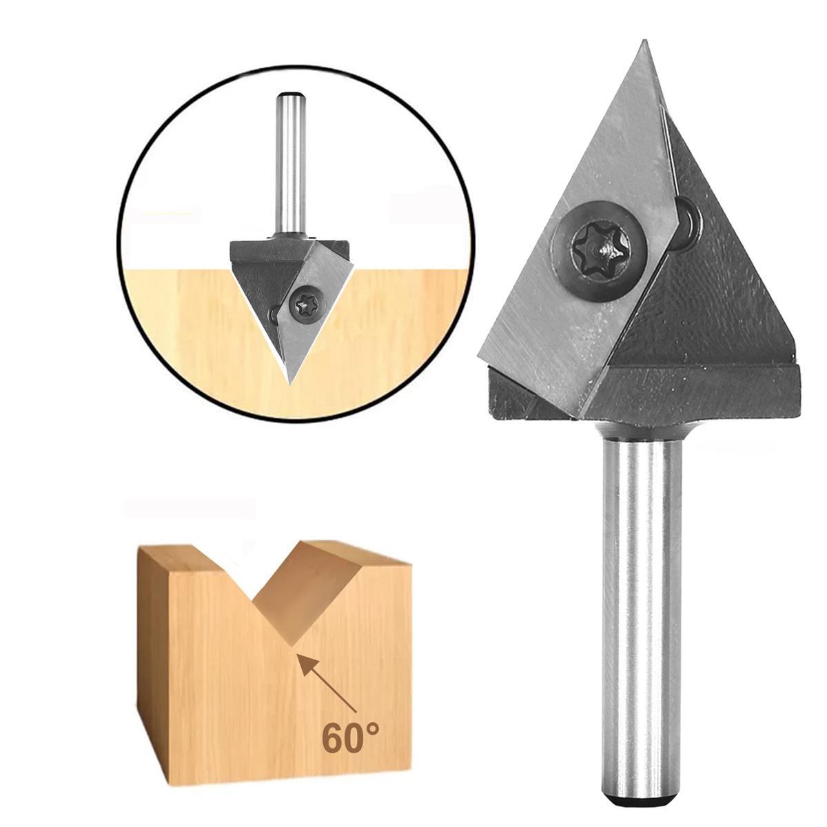 1/2 Inch 1/4 Inch 6mm 12mm Shank 60 Degree V-Groove Carbide Insert Wood CNC Router Bits Milling Cutter for Woodworking Engraving Carving