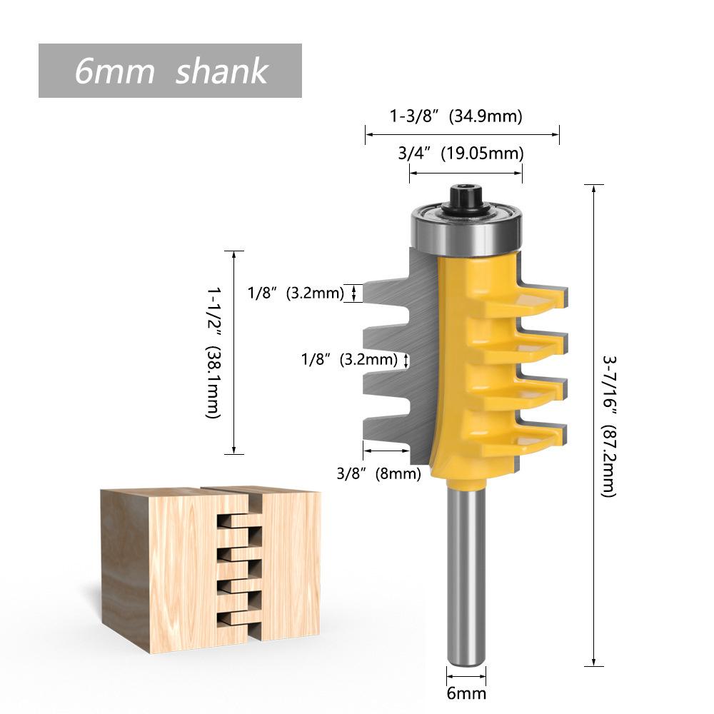 1pc 6.35mm 12.7mm 1/2inch 1/4 Inch Shank Rail Reversible Finger Joint Glue Router Bit Cone Tenon Woodwork Cutter Power Tools Wood Router Cutter