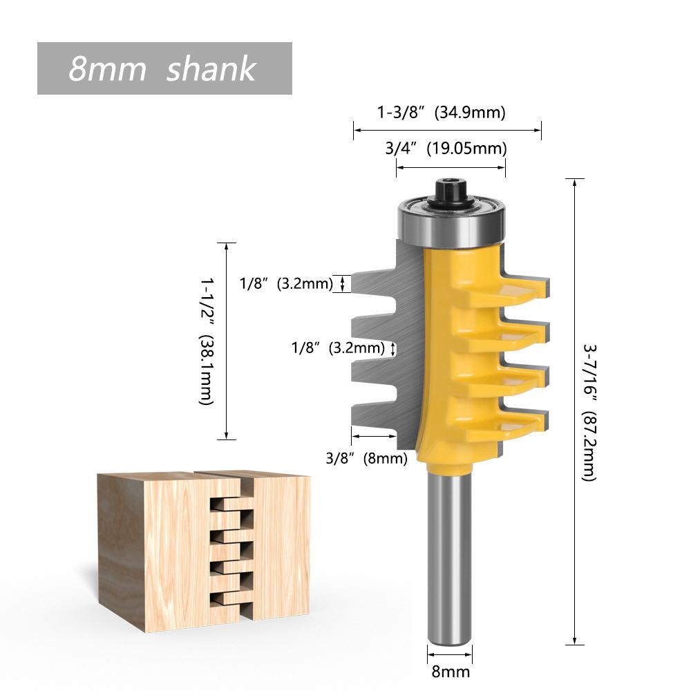 1pc 6.35mm 12.7mm 1/2inch 1/4 Inch Shank Rail Reversible Finger Joint Glue Router Bit Cone Tenon Woodwork Cutter Power Tools Wood Router Cutter