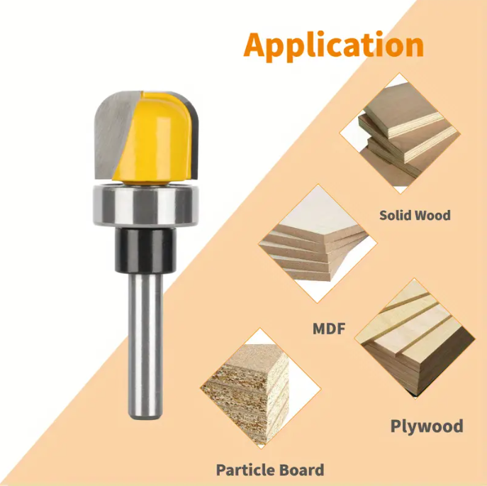 3pcs Multi size Shank Round Nose Bits With Bearing Router Bits Carbide Cutters Woodworking Milling Cutter For Wood Bit Face Mill Tools