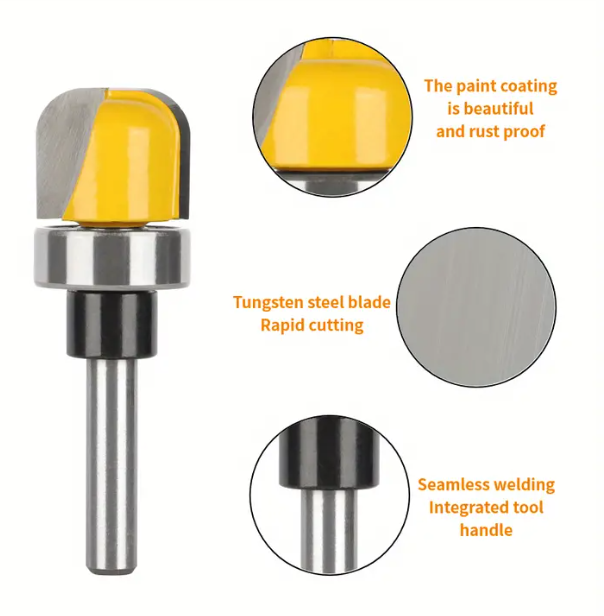 3pcs Multi size Shank Round Nose Bits With Bearing Router Bits Carbide Cutters Woodworking Milling Cutter For Wood Bit Face Mill Tools