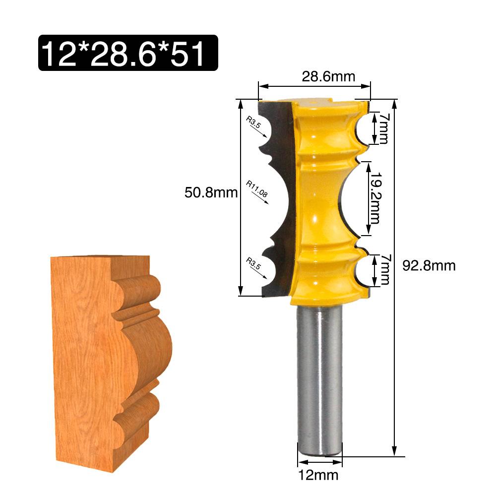 Crown Molding Router Bit 1/2/8mm/12mm Shank Router Bit Large Elaborate Milling Cutter Chair Rail Molding For Woodworking Tool