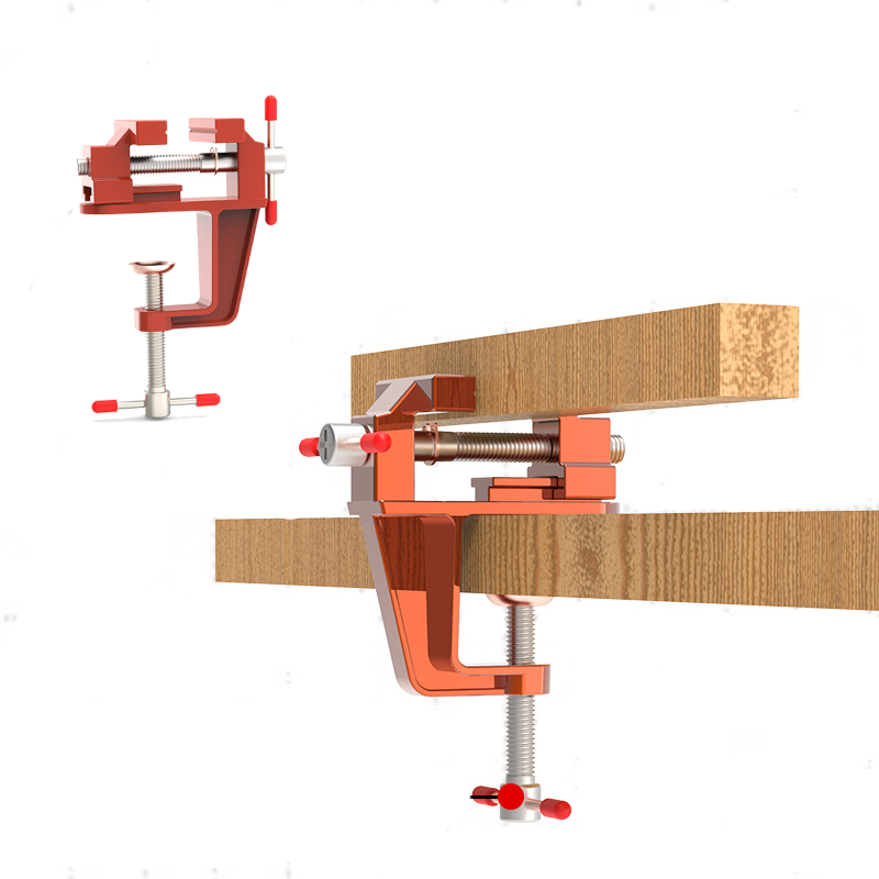 1PCS Upgraded Mini Aluminum Alloy Bench Table Clamp-on Vise Clamp Fixed Tool for Woodworking / Metalworking / Cutting Conduit / Drilling