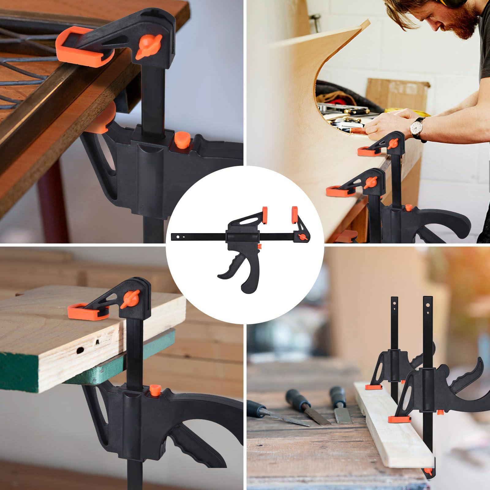 2/4PCS F-Bar Clamp Woodworking Clamp 4Inch Bar F Clamps Clip Wood Carpenter Tool Grip Quick Ratchet Release Squeeze Woodworking DIY Hand Tool Kit