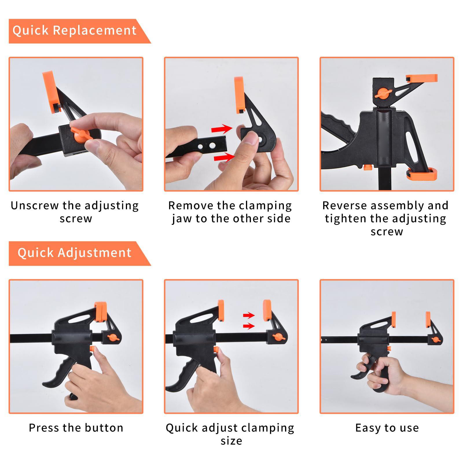 2/4PCS F-Bar Clamp Woodworking Clamp 4Inch Bar F Clamps Clip Wood Carpenter Tool Grip Quick Ratchet Release Squeeze Woodworking DIY Hand Tool Kit