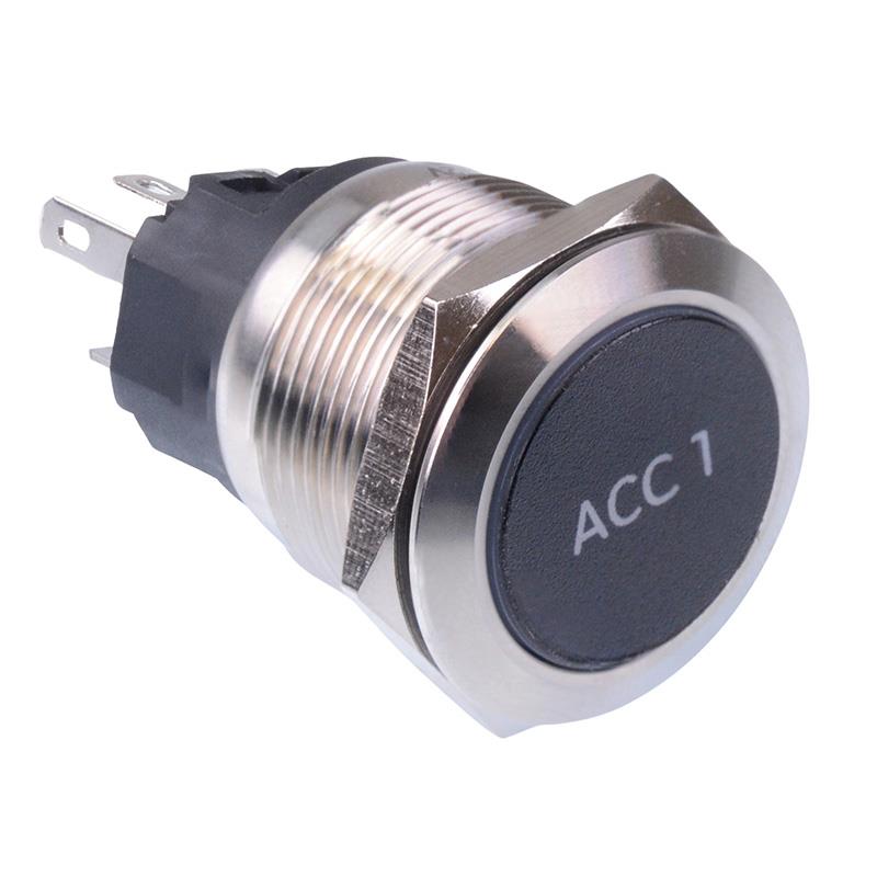 Accessory 1' Blue LED Latching 22mm Vandal Push Button Switch SPDT 12V