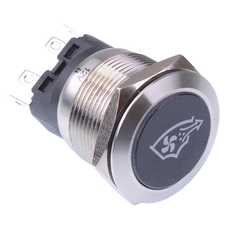 Aspirator' White LED Latching 22mm Vandal Push Button Switch SPDT 12V