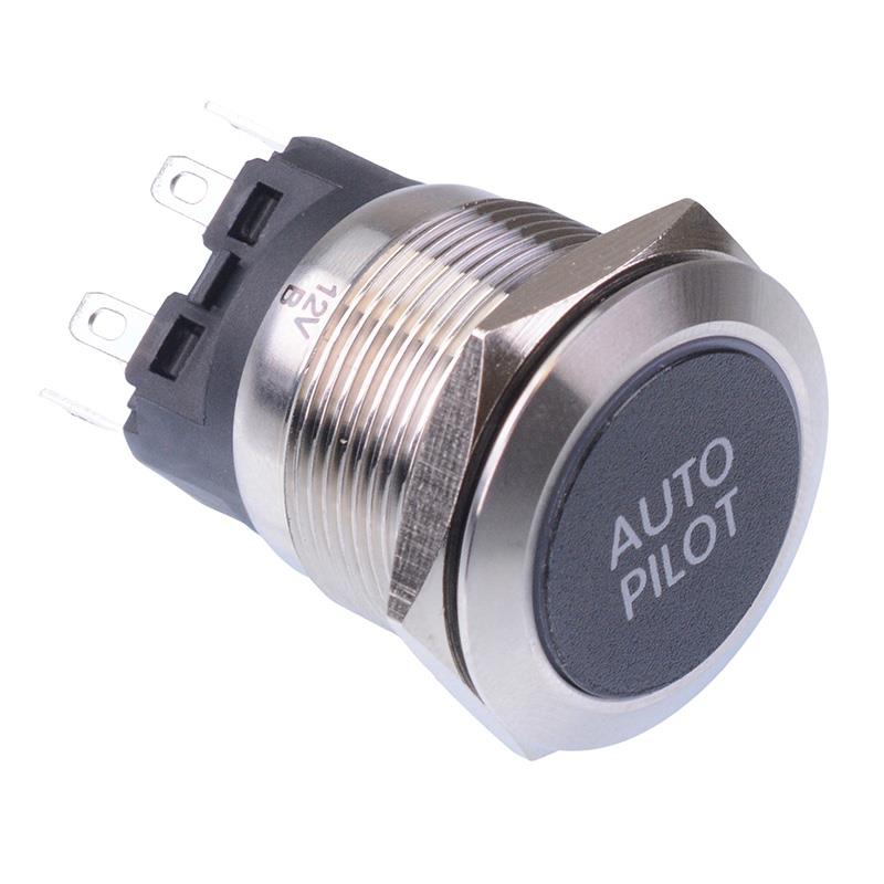 Auto Pilot' Red LED Momentary 22mm Vandal Push Button Switch SPDT 12V