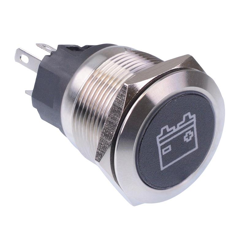 Battery' White LED Momentary 22mm Vandal Push Button Switch SPDT 12V