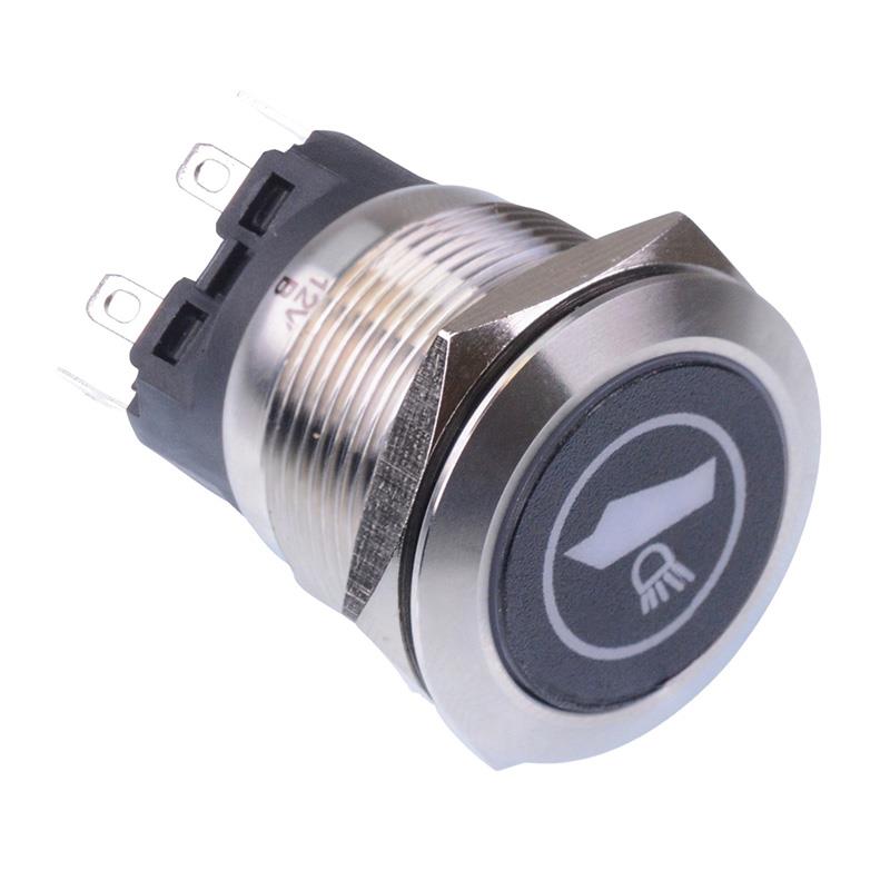 Boat Light' Red LED Momentary 22mm Vandal Push Button Switch SPDT 12V