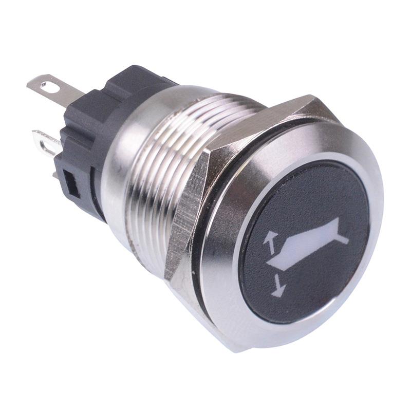 Flap' White LED Latching 19mm Vandal Push Button Switch SPDT 12V