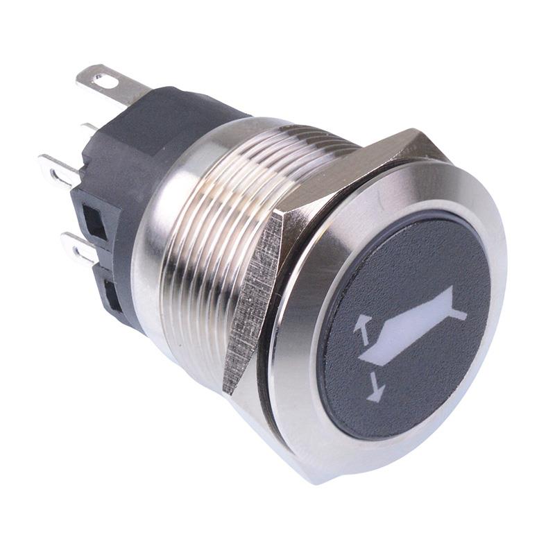 Flap' White LED Momentary 22mm Vandal Push Button Switch SPDT 12V