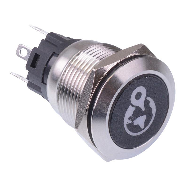 GPS' Blue LED Momentary 19mm Vandal Push Button Switch SPDT 12V